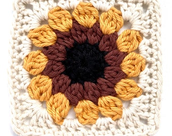 Sunflower Crochet Pattern | Crochet Flower Pattern Beginner | Yellow Flowers Granny Square For A Sunflower Blanket Pattern