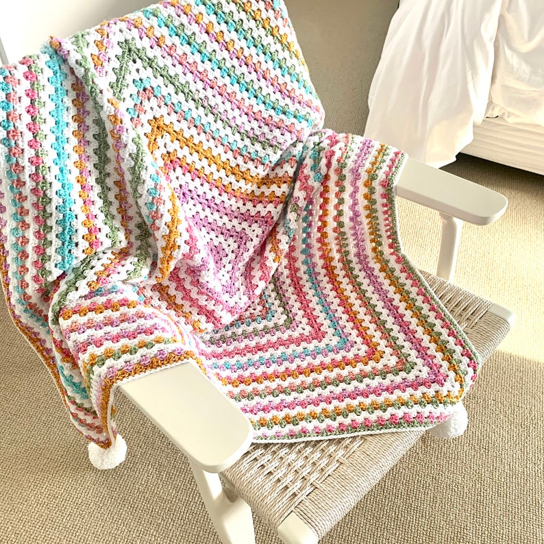 Granny Square Crochet Blanket Pattern Crochet Square Blanket Etsy