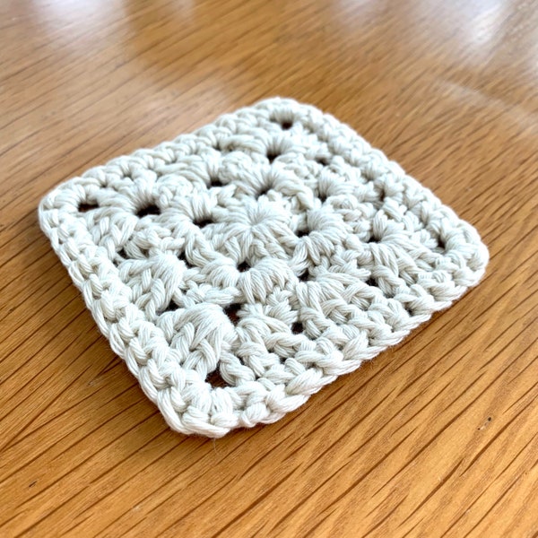 White Granny Square Crochet Coaster Pattern | Crochet Pattern | Boho Mug Rug Pattern For Beginners