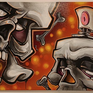 Skull Fall – Original Skull Painting | Large Urban Artwork | 70x50 cm