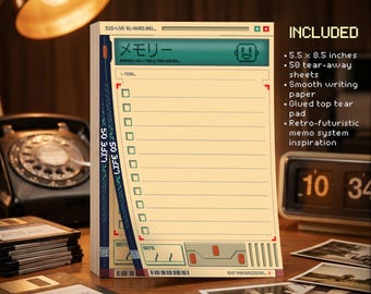 Retro Futuristic To Do List Notepad | Productivity Checklist Pad | Tech Inspired Memo Pad