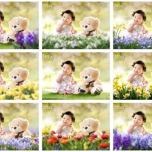 105 Frühlingsblumen Overlays, Wildblumen Overlays, Photoshop Overlays, Farbe Frühlingsblumen Overlays, PNG Datei, Frühling Overlays Bild 9