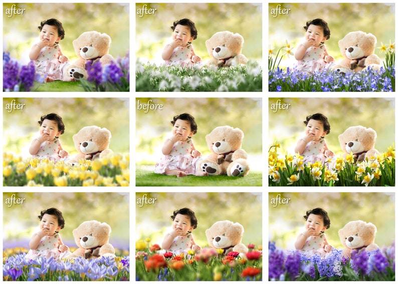 105 Frühlingsblumen Overlays, Wildblumen Overlays, Photoshop Overlays, Farbe Frühlingsblumen Overlays, PNG Datei, Frühling Overlays Bild 9
