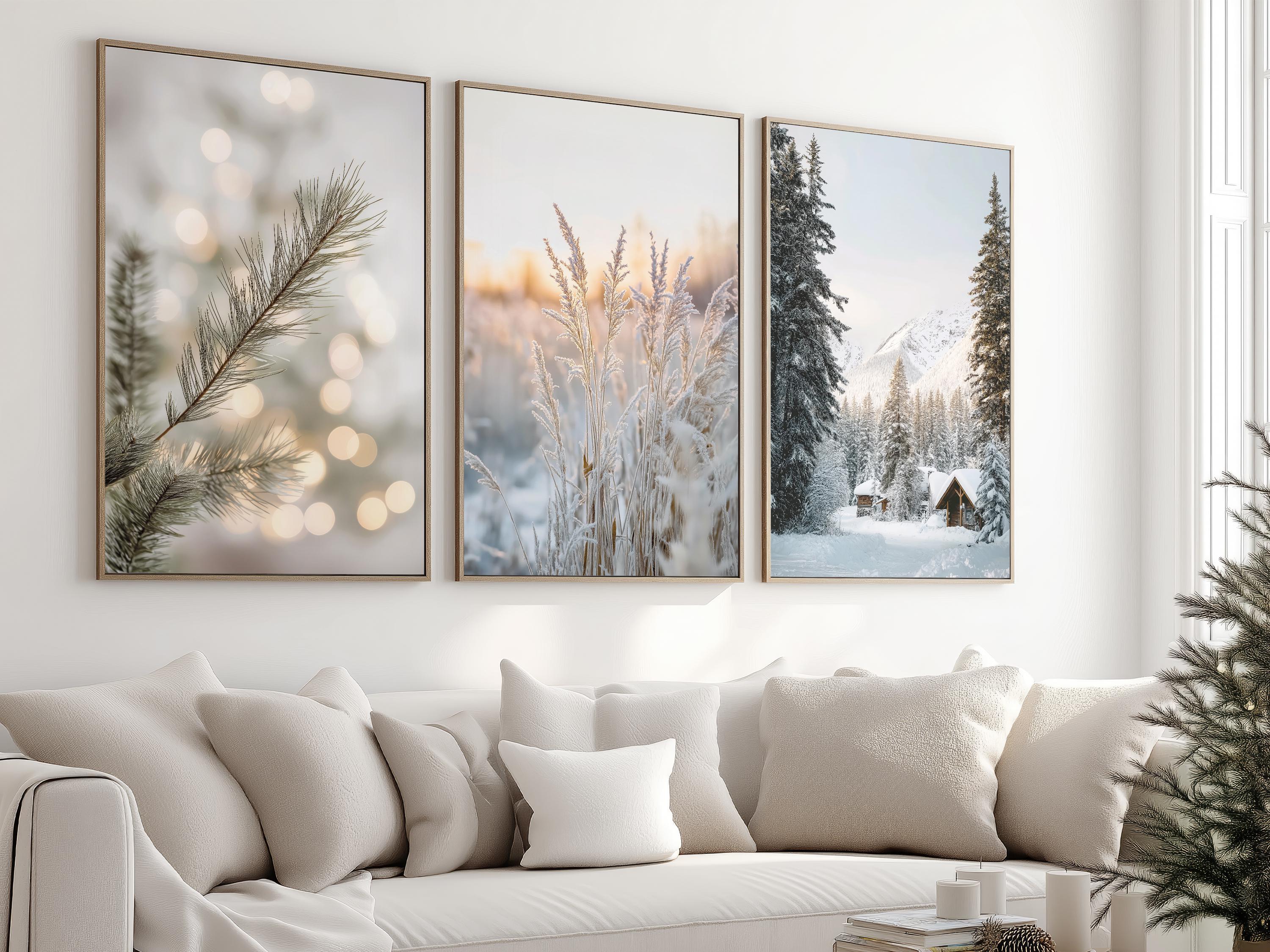 Winter Landscape Art Print Set: Neutral Christmas Gallery Wall Decor - Etsy