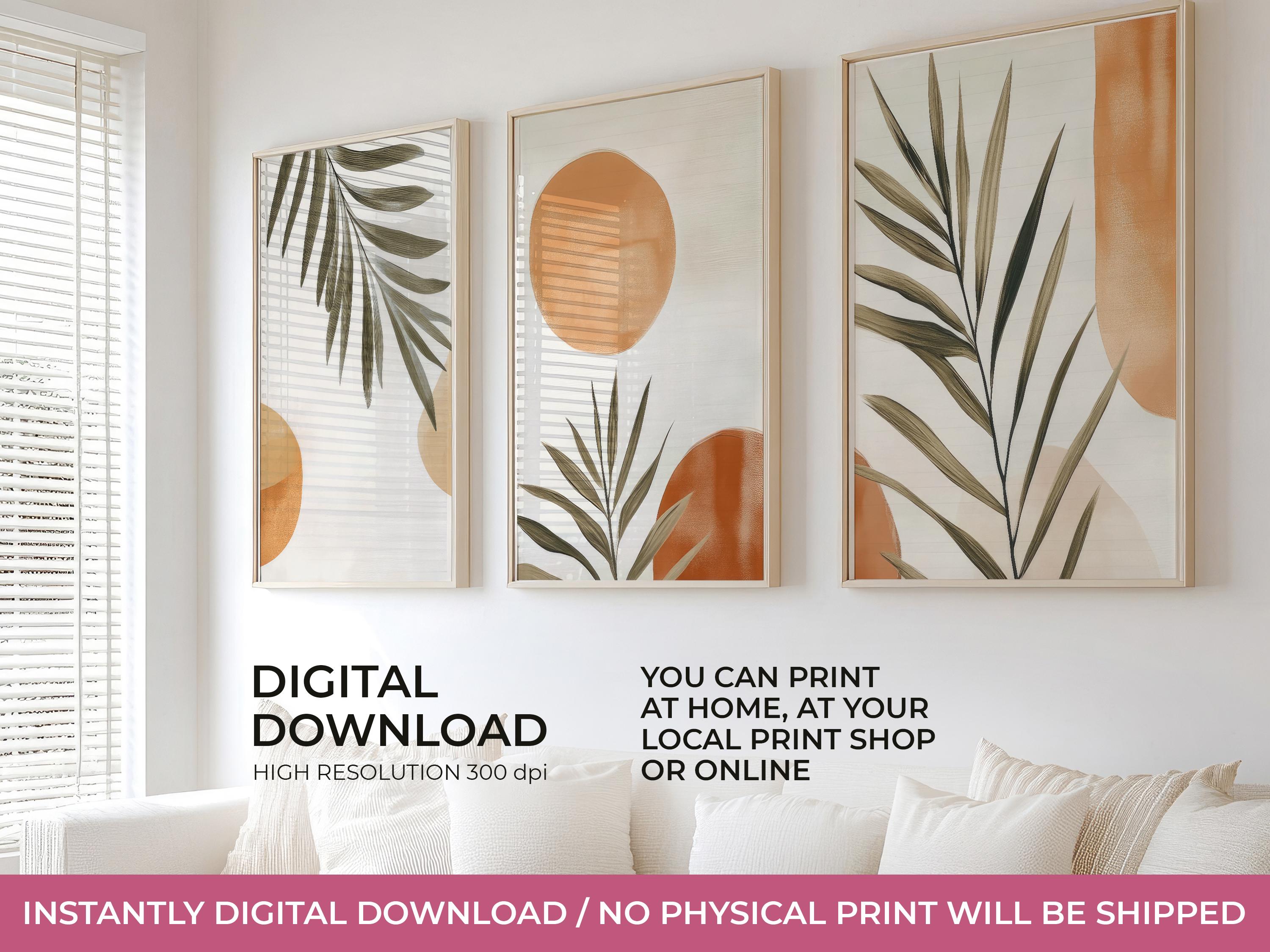 Boho Palm Leaf Watercolor Poster Set: Terracotta Botanical Wall Art - Etsy