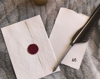 Ensemble d'écriture de lettre en papier de chiffon de coton fait à la main avec enveloppe et sceau de cire fait à la main, lettre d'amour, cadeau de mariage d'anniversaire, proposition, Noël