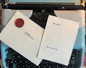 Personalisierter Brief an Santa Set, antike Schreibmaschine Baumwollpapier, Wachssiegel