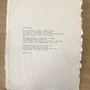 A4 the Orange Wendy Cope Typewriter Poem Print Poetry Quote - Etsy