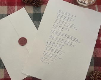 Personalisierter Weihnachtsbrief, antike Schreibmaschine, Cotton Rag Paper