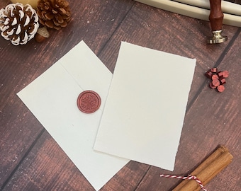 Christmas Cotton Rag Handmade Paper Letter Set, Wax Seal Envelope