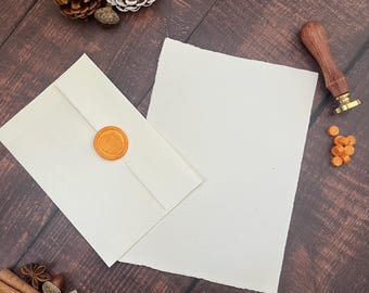 Handmade Cotton Rag Paper Set, Autumn Pumpkin Wax Seal, Spooky Season Gift