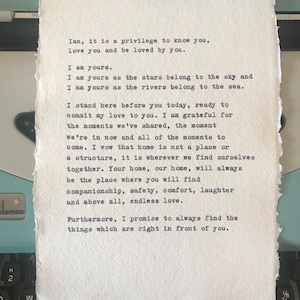 Custom typewriter print, choose any poem, lyric, phrase or quote, perfect valentines, birthday, anniversary, christmas gift zdjęcie 4