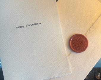 Frohe Weihnachten Typewriter handgeschöpftes Papier Grußkarte