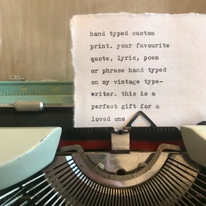 Custom typewriter print, choose any poem, lyric, phrase or quote, perfect valentines, birthday, anniversary, christmas gift zdjęcie 1