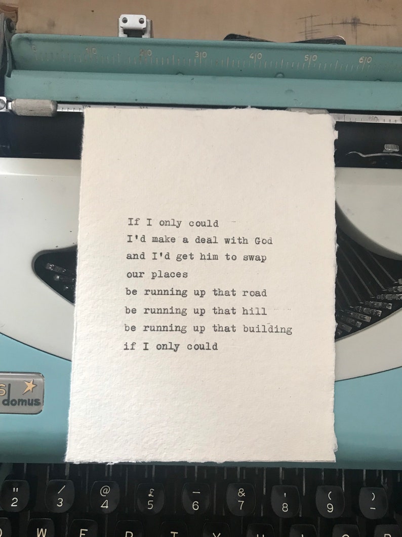 Custom typewriter print, choose any poem, lyric, phrase or quote, perfect valentines, birthday, anniversary, christmas gift zdjęcie 7