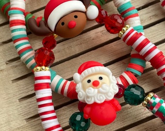 Christmas Bracelets | Christmas Jewelry | Christmas | Heishi Bracelets | Santa | Raindeer| Christmas Gift |