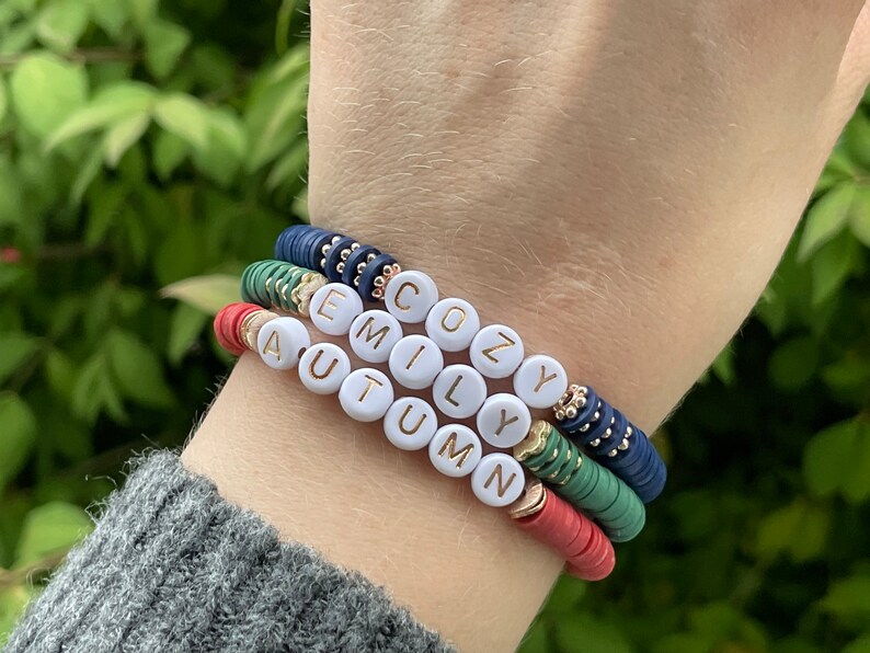 Fall Bracelet | Winter Bracelet | Beaded Bracelets | Heishi Bracelet | Custom Bracelet | Personalized Bracelet | Stacking Bracelets image 6