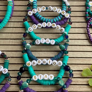 Mental Health Awareness | Beaded Bracelet | Awareness Bracelet | Suicide Prevention | Purple and Teal | Mental Health | Suicide Awareness |