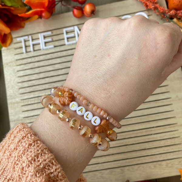 Autumn Bracelet | Fall Bracelet | Pumpkin Spice | Autumn Jewelry | Fall Jewelry | Harvest | Pumpkin | Heishi Bracelet