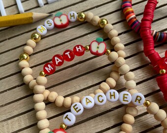 Teacher Gift | Teacher Appreciation | Teacher Bracelet | Teacher Jewelry | Teacher Christmas Gift | Teach | Heishi Bracelet |Beaded Bracelet