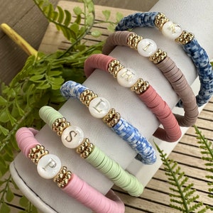 Initial Bracelet| Stacking Bracelet | Heishi Bracelet| Custom Bracelet | Heishi Bracelet|