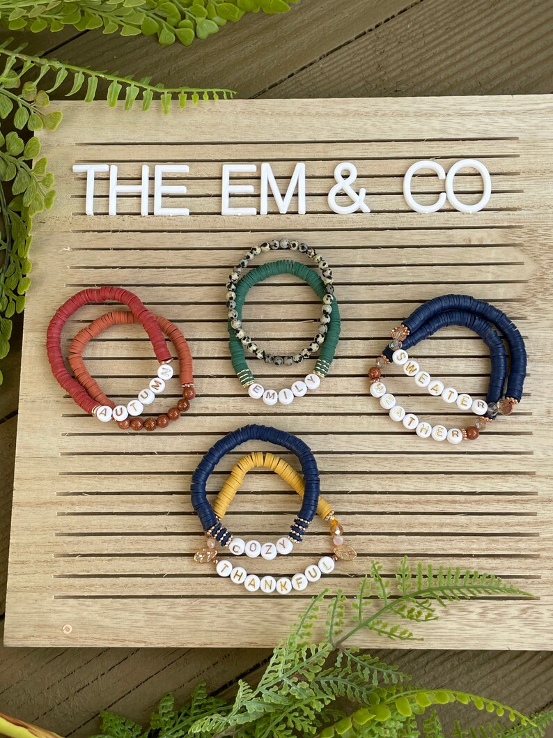 Fall Bracelet | Winter Bracelet | Beaded Bracelets | Heishi Bracelet | Custom Bracelet | Personalized Bracelet | Stacking Bracelets image 5