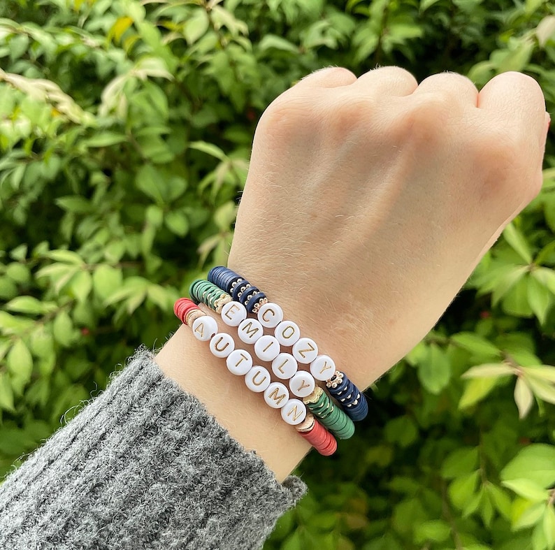Fall Bracelet | Winter Bracelet | Beaded Bracelets | Heishi Bracelet | Custom Bracelet | Personalized Bracelet | Stacking Bracelets image 2