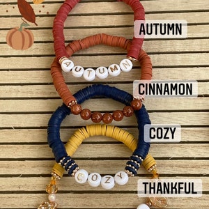Fall Bracelet | Winter Bracelet | Beaded Bracelets | Heishi Bracelet | Custom Bracelet | Personalized Bracelet | Stacking Bracelets image 1