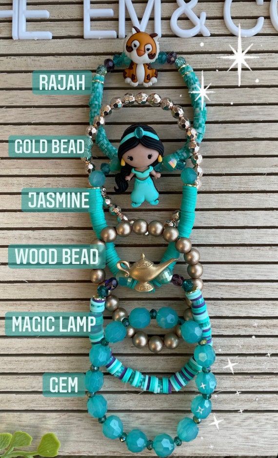 Princess Bracelets Disney Inspired Clay Beads Gold Beads for