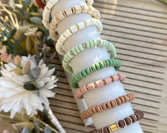 Stacking Bracelet | Beaded Bracelet| Chunky Polymer Clay Randelle | African clay | Vinyl Bead| Personalized Bracelet |