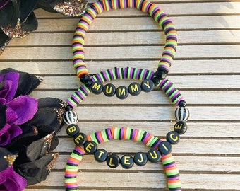Halloween Bracelet | Beetlejuice | Momster | Beaded Bracelet | Halloween Jewelry | Heishi Bracelet | Mummy | Custom Bracelet