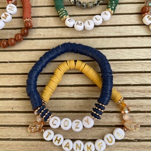 Fall Bracelet | Winter Bracelet | Beaded Bracelets | Heishi Bracelet | Custom Bracelet | Personalized Bracelet | Stacking Bracelets image 3