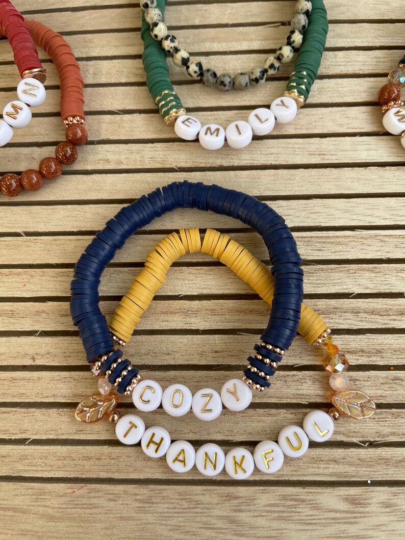 Fall Bracelet | Winter Bracelet | Beaded Bracelets | Heishi Bracelet | Custom Bracelet | Personalized Bracelet | Stacking Bracelets image 3