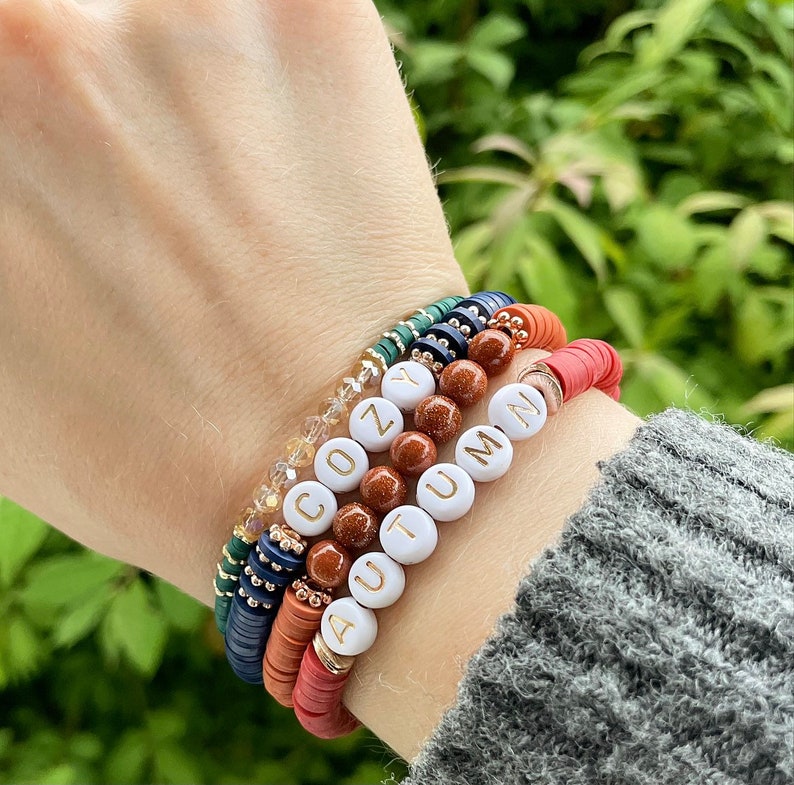 Fall Bracelet | Winter Bracelet | Beaded Bracelets | Heishi Bracelet | Custom Bracelet | Personalized Bracelet | Stacking Bracelets image 4
