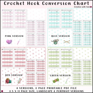 Crochet Hook Conversion Chart Printable - Etsy