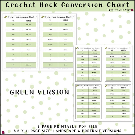 Crochet stitch and crochet hook conversion tables