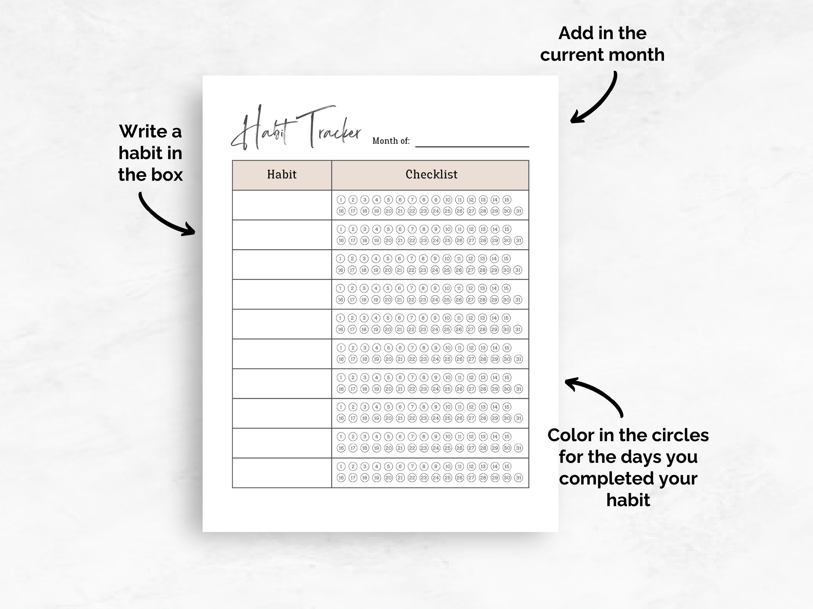 Monthly Habit Tracker Printable Etsy Monthly Habit Tracker Printable Etsy