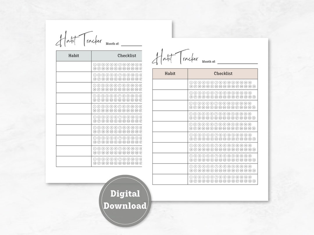 Monthly Habit Tracker Printable Etsy Monthly Habit Tracker Printable Etsy