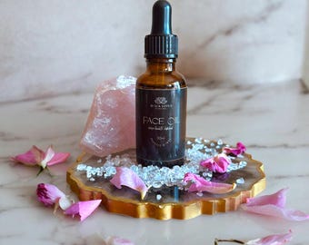 Natural Face Oil Serum – Rose Quartz Infused Facial Oil, Hydrating Anti-Aging Face Oil, Organic Moisturizing Skincare