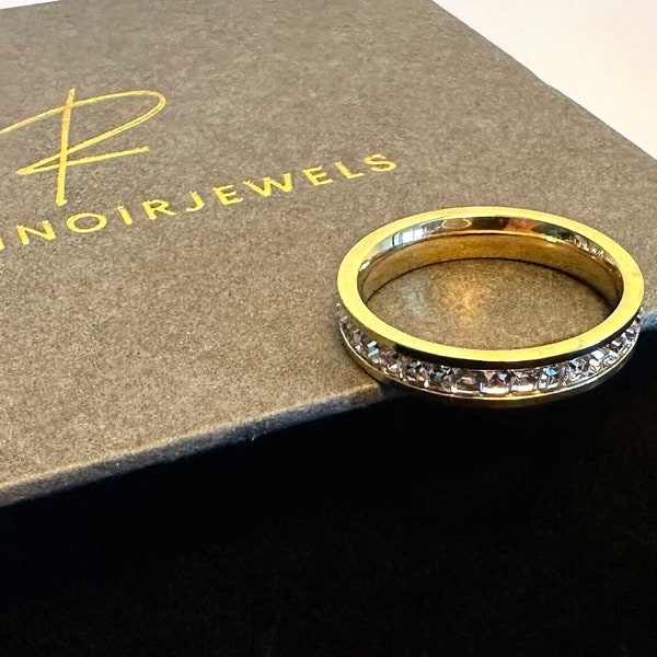 Glamorous 18K Gold Filled, Stainless Steel, Zircon Rings, Minimalist Rings, Waterproof Rings, Anniversary Gift, Gift to Her, Women's Jewelry