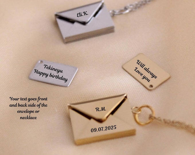 Customized & Engraved Love Letter Envelope Necklace For Women, Stainless Steel Locket Pendant Necklace, gift for her, Gift for Mothers