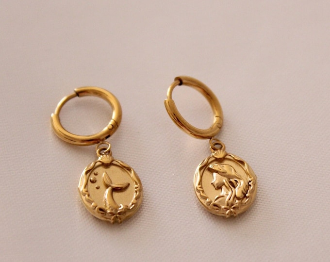 Cute Lively Fairy Pattern Earrings, Oval Shape, Dropped Hoop Earrings, Stainless Steel Earrings, Women's Fashion Jewelry