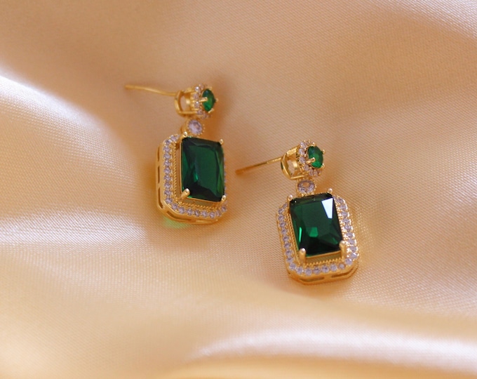 Luxury Green Zircon Earrings Jewelry, Gemstone Pendant, Handcrafted Jewelry, Gift for Her, Wedding and Engagement for Women's Jewelry