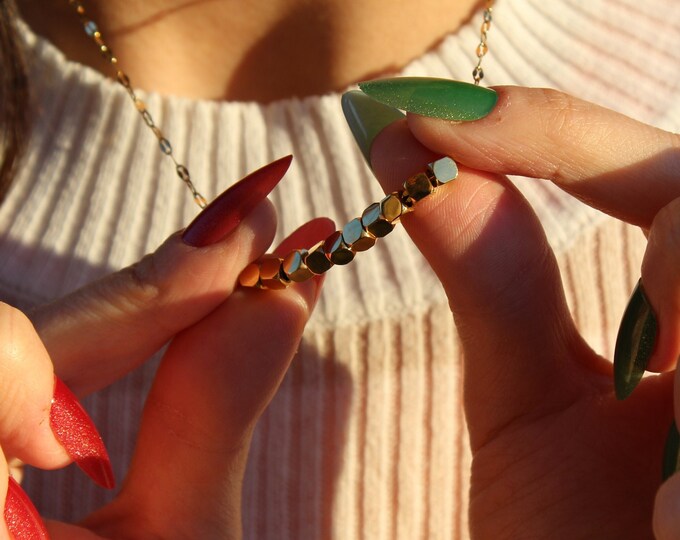 Multiple Square Stone Pendant Necklace, Pendant Necklace, 18K Gold Filled Women Necklace, Special Wearing Necklace, Gift for Her