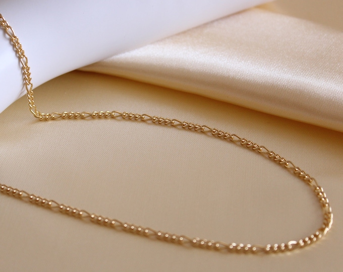 Vogue 18K Gold Filled, Stainless Steel, Figaro Chain Necklace, for Women's Jewelry, Anniversary Gift