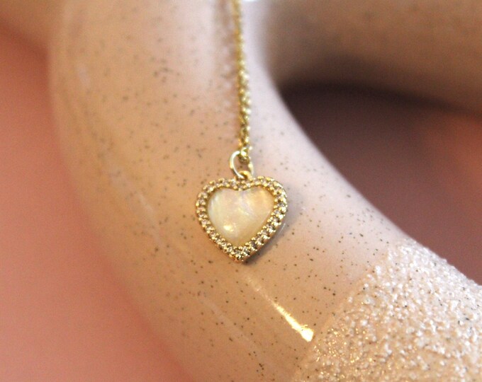 Heart Pendant Necklace, Stainless Steel, Women Gold Necklace, Handcrafted Jewelry, Gift for her, Gift for Mom, Heart Jewelry for Women