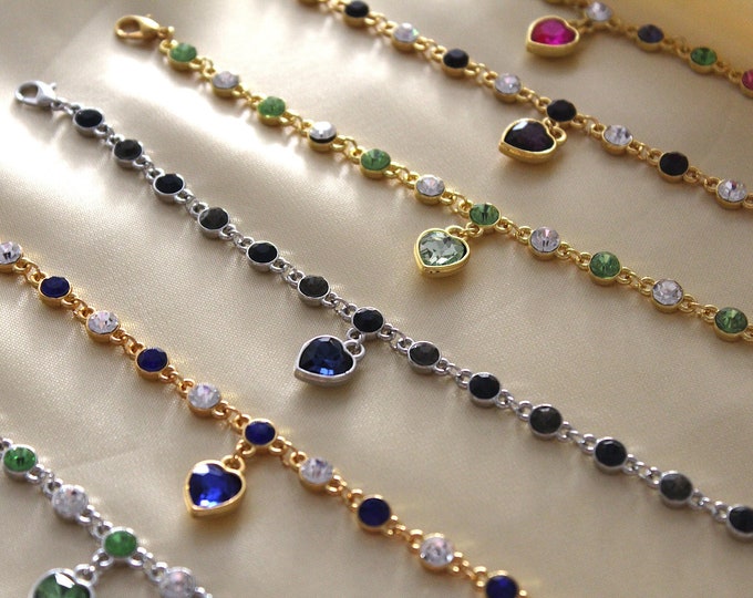 Heart Bracelets, Women Heart Sapphire, Tanzanite Chain Bracelet, Trendy Wedding Gift Fine Jewelry, Gift for Her, Handcrafted Bracelet