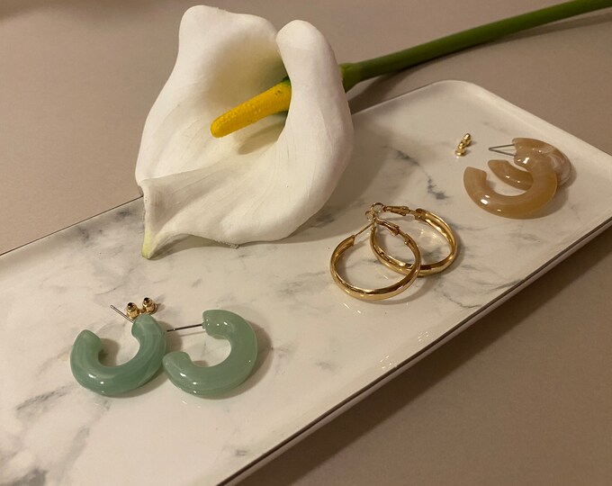 Gold Huggies Earrings Set, Hoops Earrings (3pcs) Set, Pearl Circle Drop Earrings Set, Minimalist Earrings, Set of Earrings Jewelry for Women