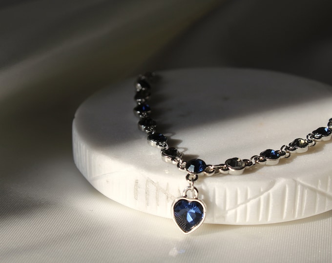 Silver Blue Bracelet, Women Blue Sapphire, Tanzanite Chain Bracelet, Trendy Wedding Gift Fine Jewelry, Gift for Her