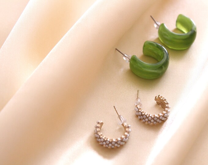 Minimalist Earrings, Gold Earrings (5pcs) Set, Glamour Pearl Oval Drop Earrings Set, Set of Hoops Earrings Jewelry for Women